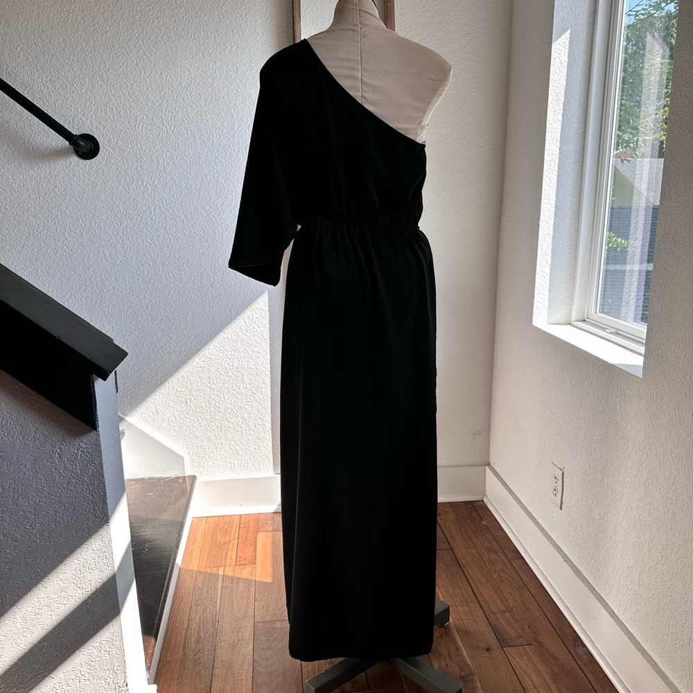 Gilli Solid Black One Shoulder Front Split Maxi D… - image 8